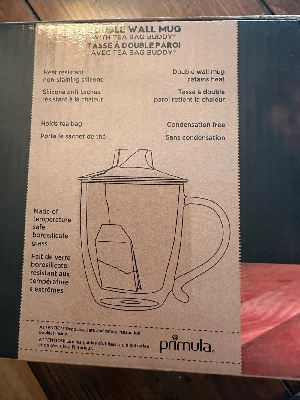 Primula Double Wall Glass Mug with Green Tea Bag Buddy